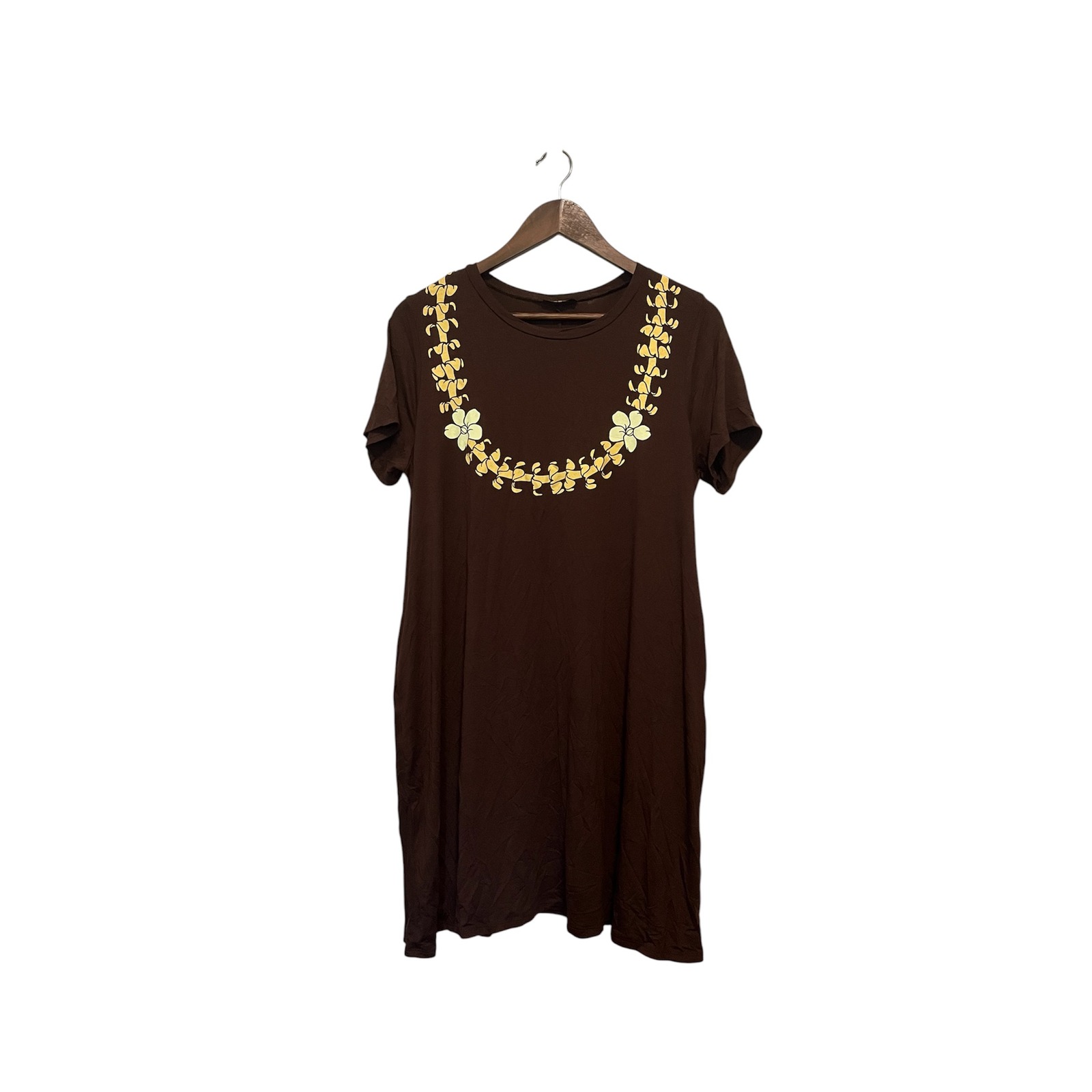 Hawaiian Puakenikeni Lei Dress 1xl Brown